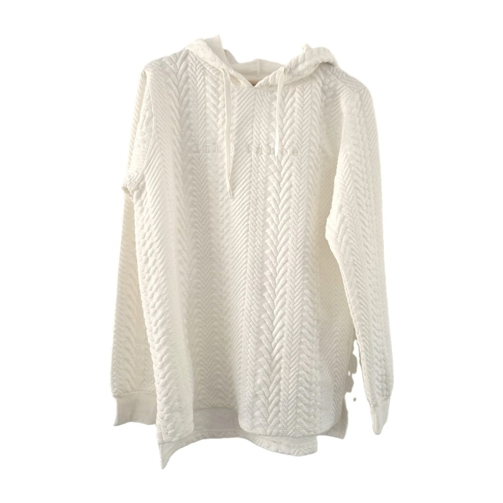 Outfitter Trading Co Lake Tahoe Chevron Quilted Cream White Hooded Sweatshirt M